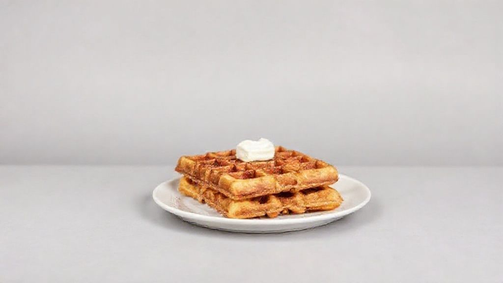 waffles in a white plate on grey background