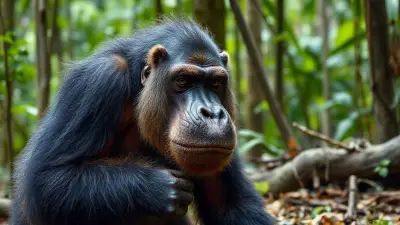 A unique animal that physically resembles an ape but has hippopotamus-like coloring and appearance; a mutated, evolved animal captured in documentary-quality footage. Its extremely wild and detailed fur creates a very impressive sight in the forest. Filmed remotely with a professional 35mm DSLR camera for Ultra HD documentary filmmakers.