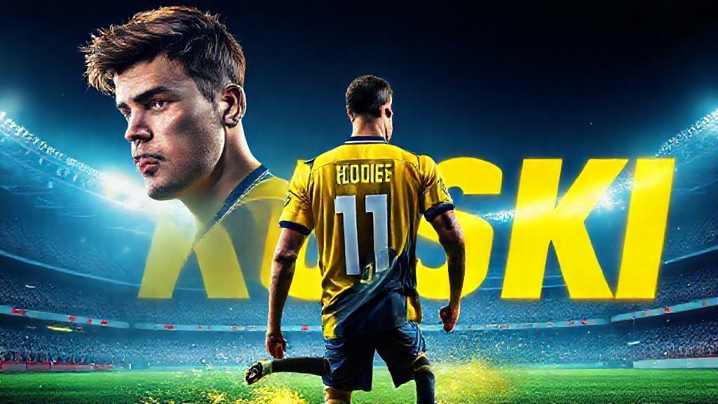 Prompt: Create a cinematic professional football (soccer) poster [featuring refer image]. Keep the original face, hair, shape, and angle exactly as in the image. Show the person in three perspectives: a super close-up portrait with a Fenerbahçe SK jersey 1990 (home kit, classic yellow and navy stripes), a side profile view wearing a Fenerbahçe dark navy away jersey 1990 in the back name [KUSKİ], and a full-body shot in full football kit (Fenerbahçe jersey 1990, shorts, socks, and cleats) with sponsor logos. At the bottom, place a dynamic action scene of the player performing a soccer skill with motion blur, flying grass, and glowing particles around. The jersey must clearly display the number 11 on the front, back, and shorts. Use a bold Şükrü Saracoğlu Stadium background with a massive glowing number 5 and the name [KUSKİ] shining behind the character in bright yellow-blue neon tones. The overall style should be ultra-realistic, high-resolution, cinematic, and professional sports poster vibes.