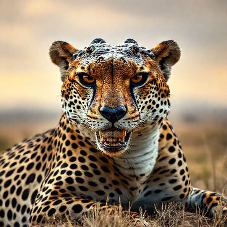 Its head is a crocodile head, its body is a cheetah, its body is realistic, its textures and colors are realistic. Anatomical reality 4K. Full screen African landscape is magnificent 15mm 1/1:2 DSLR camera;