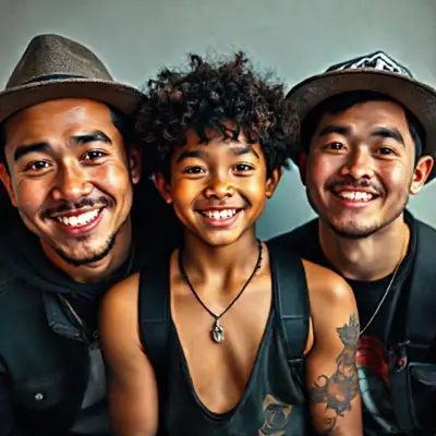 easynegative, ng_deepnegative_v1_75t, men, male, smile, curly hair, afro, bangs:1, hats, CyberRealistic_Negative-neg, child, kid, young Asian-Less-Neg, (necklace:1) (tattoos:1.5) bad-picture-chill-75v , BadDream BadNegAnatomyV1-neg watermark, FastNegativeEmbedding, smiling