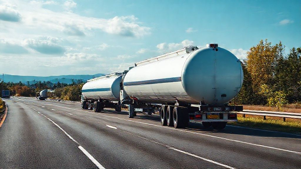 liquid cargo tankers are driving on the highway