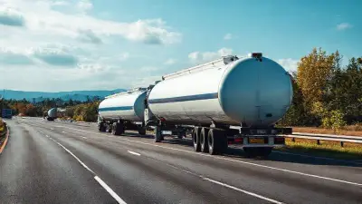 liquid cargo tankers are driving on the highway