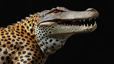 Its head is a crocodile head, its body is a cheetah, its body is realistic, with realistic texture and colors, UHD 8K realistic anatomical reality;