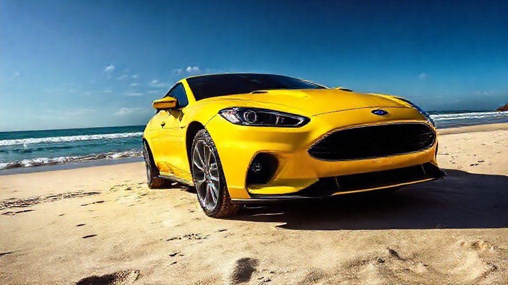 Yellow color Ford puma beach photo