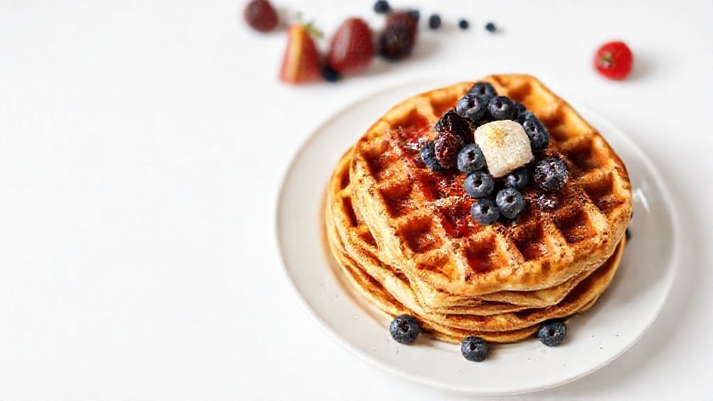 waffle and pancakes, white background