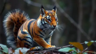 Whether it's a squirrel disguised as a tiger, a mystical animal with incredibly realistic wild patterns, silently watching its surroundings from the depths of the forest;