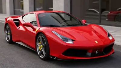 ferrari red color car ultra realistic color detailed