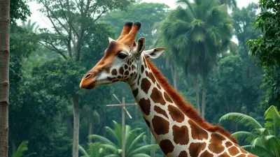 A genetically mutated giraffe in the Amazon forests that looks like a wolf. Ultra-realistic 8K animal image.