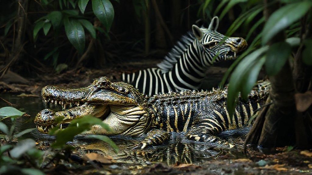 Whether it's a crocodile disguised as a zebra or a mystical animal with incredibly realistic wild patterns silently watching its surroundings from the depths of the forest;