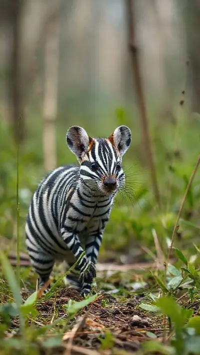 In its wild and detailed natural habitat in a rural swamp lake forest, a zebra-like mouse creates a dazzling visual spectacle. Recorded remotely with a professional 35mm DSLR camera for ultra-realistic, HD documentary filmmakers.