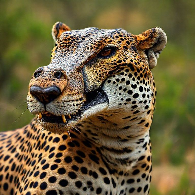 Its head is a crocodile head, its body is a cheetah, its body is realistic, its textures and colors are realistic. A sense of anatomical reality. The full-screen African landscape is magnificent;