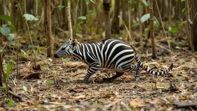 In its wild and detailed natural habitat in a rural swamp lake forest, a zebra-like mouse creates a dazzling visual spectacle. Recorded remotely with a professional 35mm DSLR camera for ultra-realistic, HD documentary filmmakers.