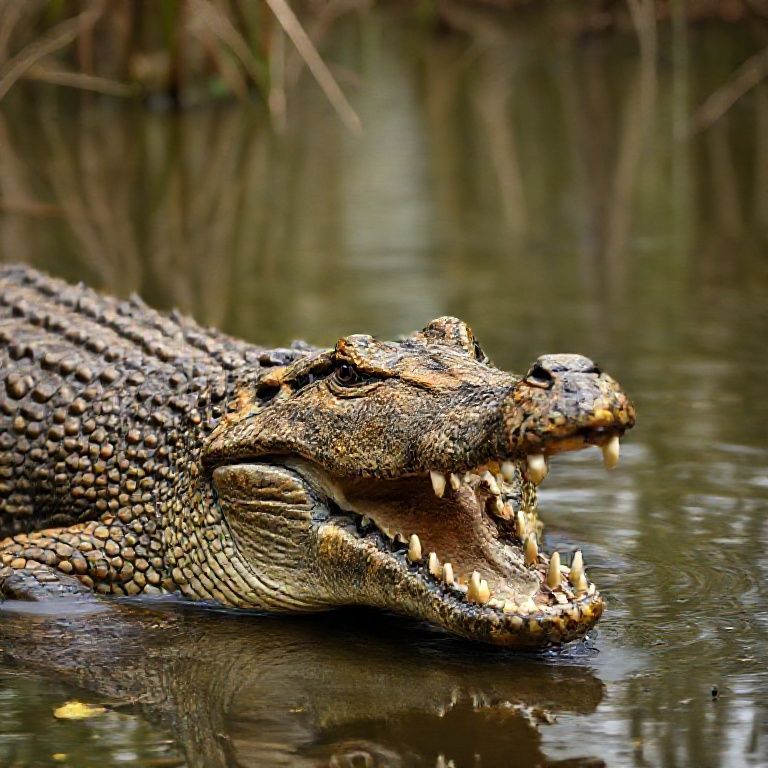 A creature resembling a crocodile but with the head of a lion was spotted in an African swamp realistic detailed, anatomic realistic detiled,