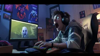 a man in scream movie costume playing fortnite with computer, 3d style, there is only one monitor, it is a teenage boy room, there is a doomboy poster on back wall