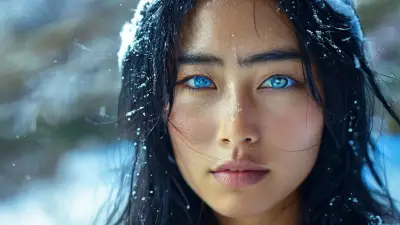 winter montain 30 years old hot vietnam women, small focus tits (extra big) black hair, Blue eyes iris, oil body, ultra HD extra detailed focus playboy model.