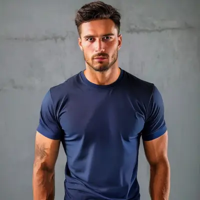 man wearing a blank sports t-shirt