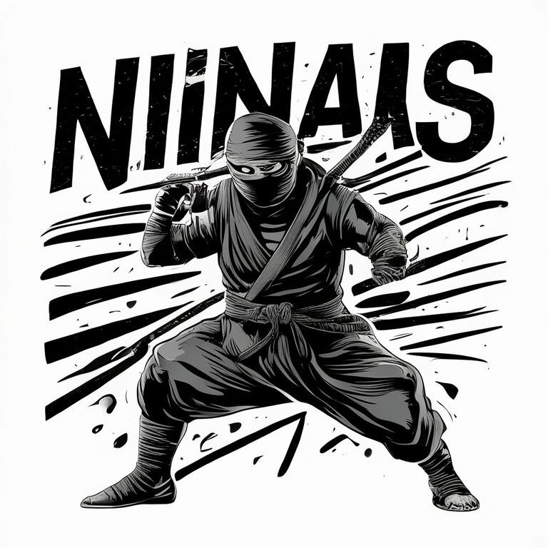 black and white Bold fight ninja text style written "NINJAS"