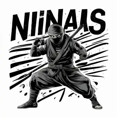 black and white Bold fight ninja text style written "NINJAS"